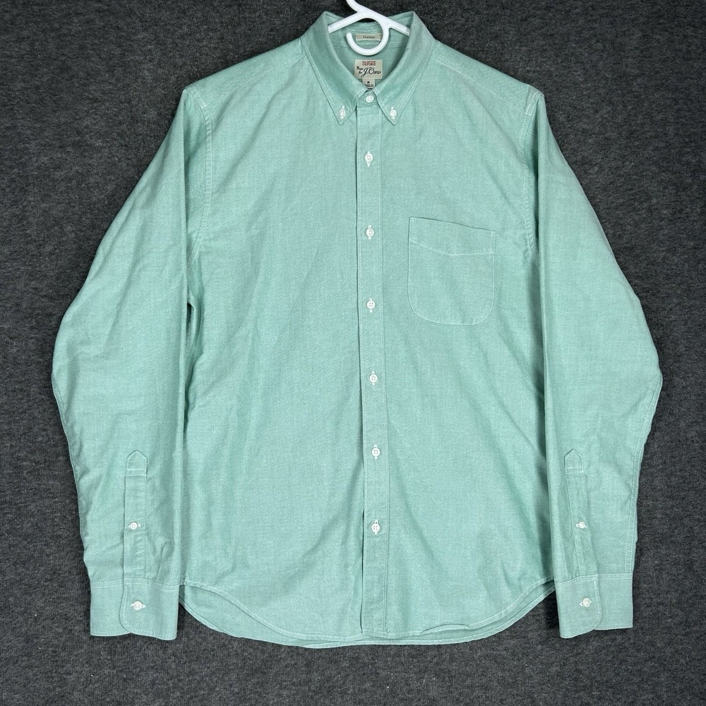 J Crew Shirt Mens M Green Solid Cotton‎ Oxford Button Down Long Sleeve OCBD
